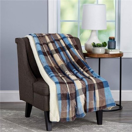 BEDFORD HOME Bedford Home 66A-29324 Blanket Oversized Plush Woven Polyester Sherpa Fleece Plaid Throw - Horizon 66A-29324